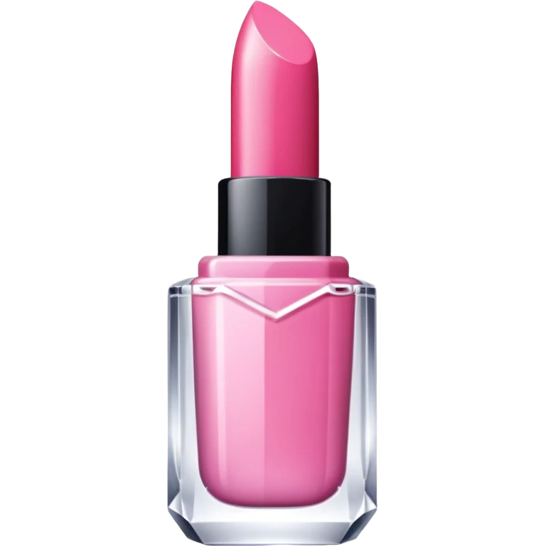 A glossy pink lipstick with a crystal-clear casing. emoji