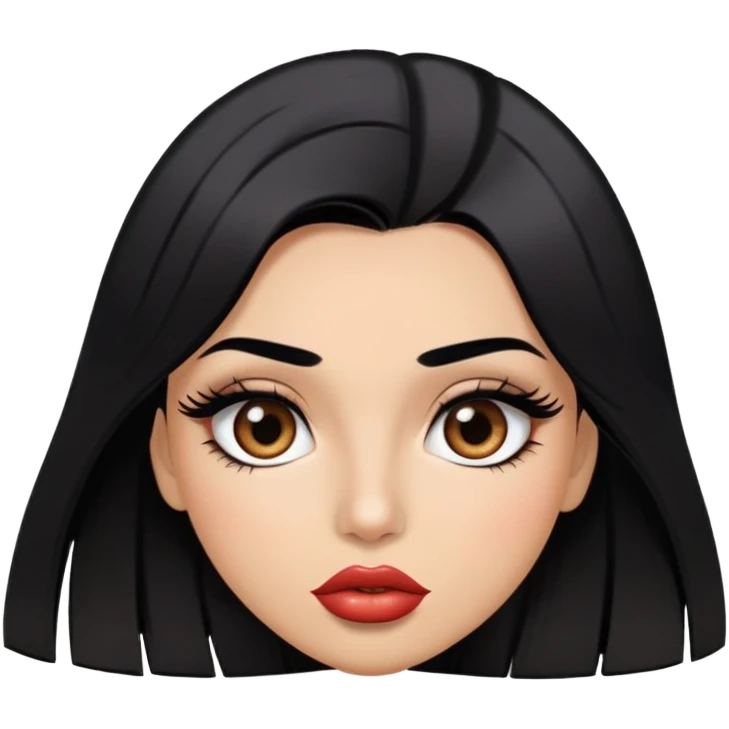 girl with black straight hair and giant lips and eyelashes emoji