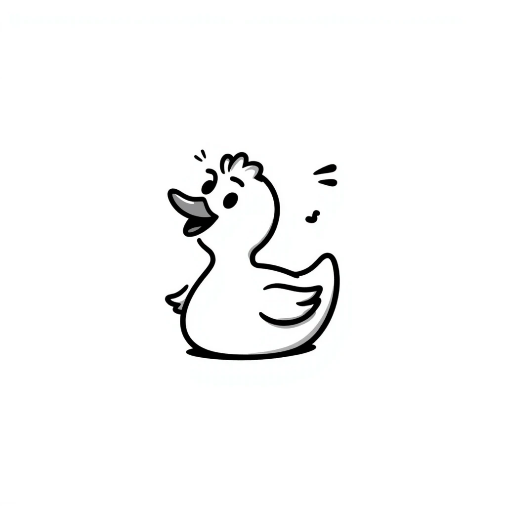A hand-drawn rubber duck with a silly cute expression and tiny wings emoji