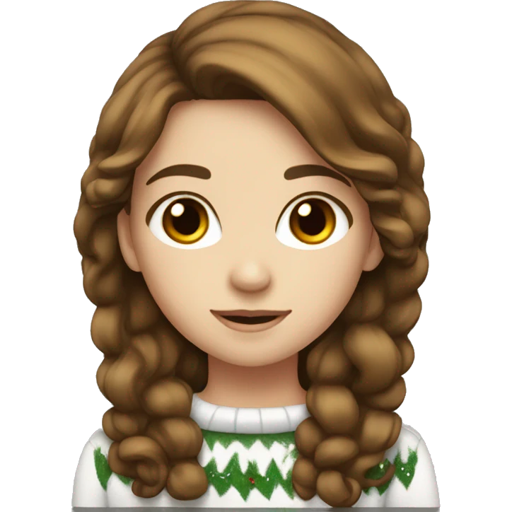 Cute brown haired girl white skin Christmas  emoji