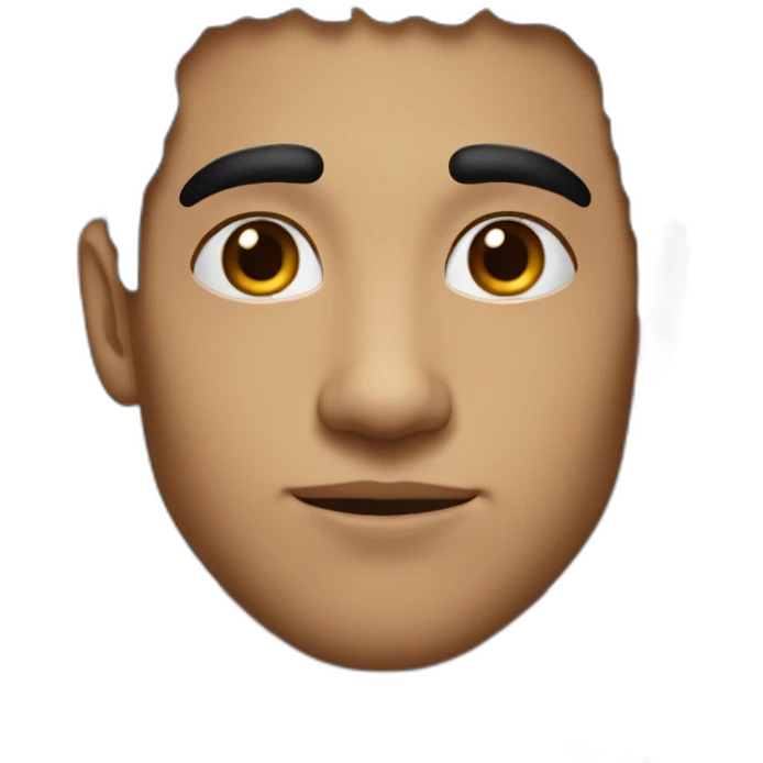 Young man, black hair, thick eyebrows, big nose, short hair, handsome emoji