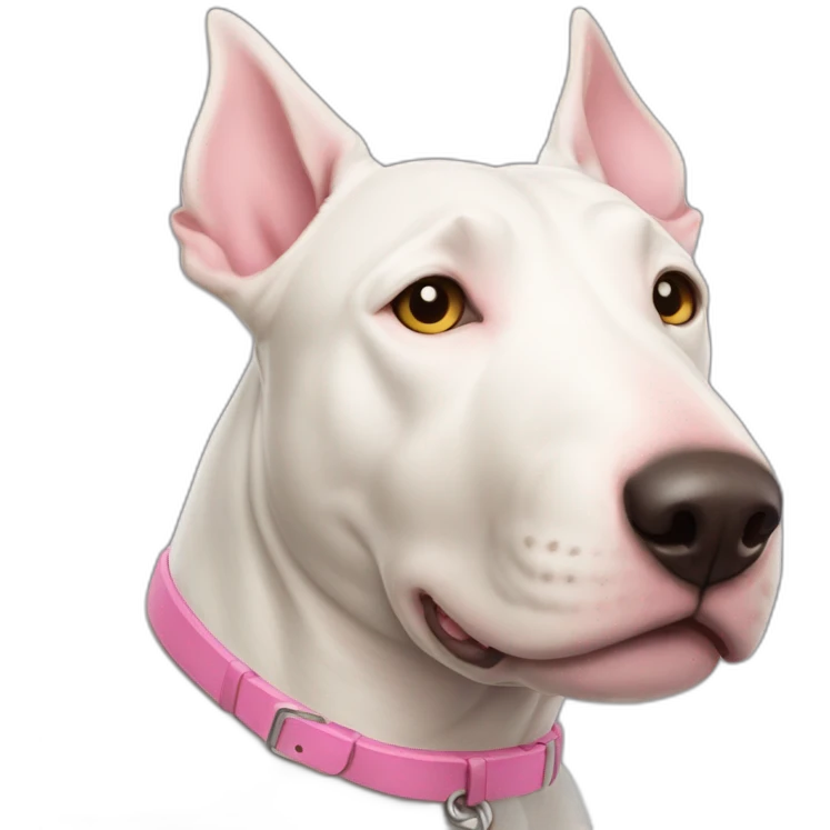 White bull terrier cross with light tan patch and pink nose emoji