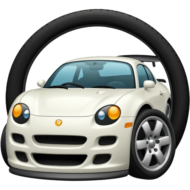 Auto blanco andando en carretera emoji