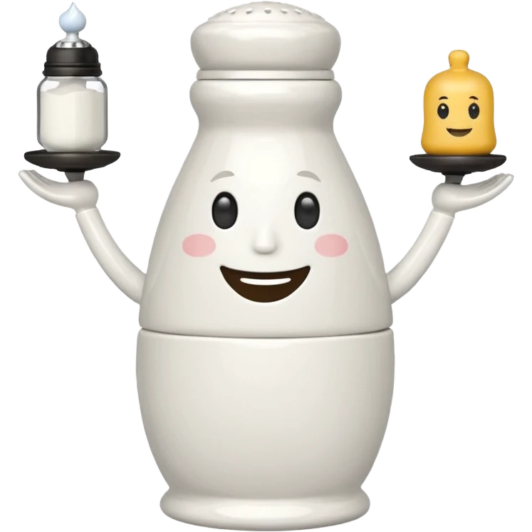 Salt shaker with a face natural has a 2 legs emoji
