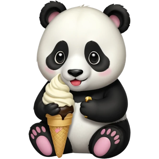 Panda eating ice cream emoji
