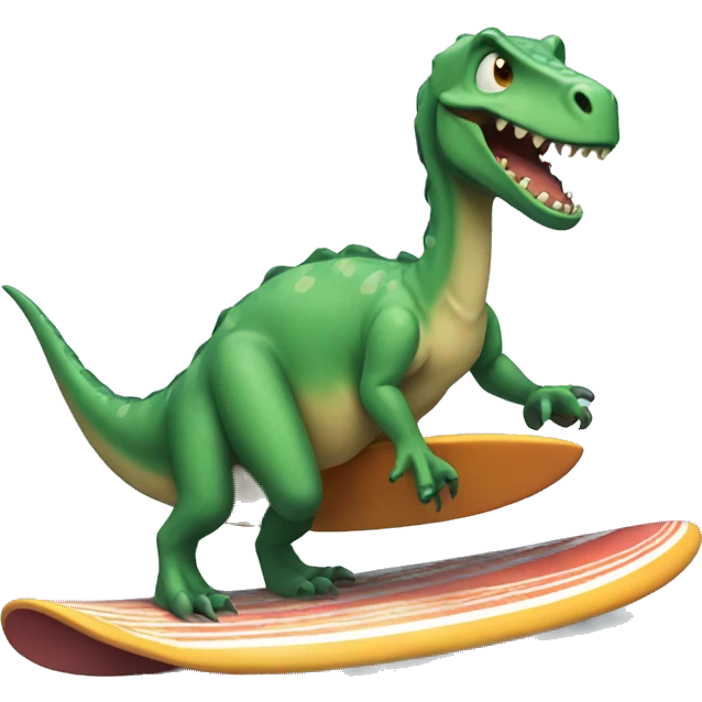 Dino riding surf bored  emoji