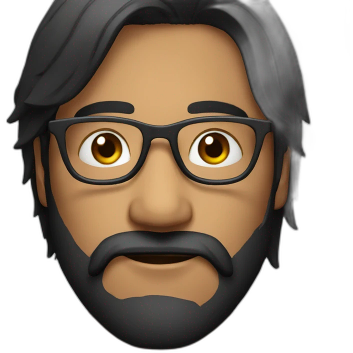 Face only black hair Indian with glasses and 3 daybeard emoji