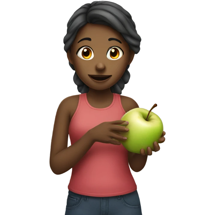 Girl eating a apple emoji