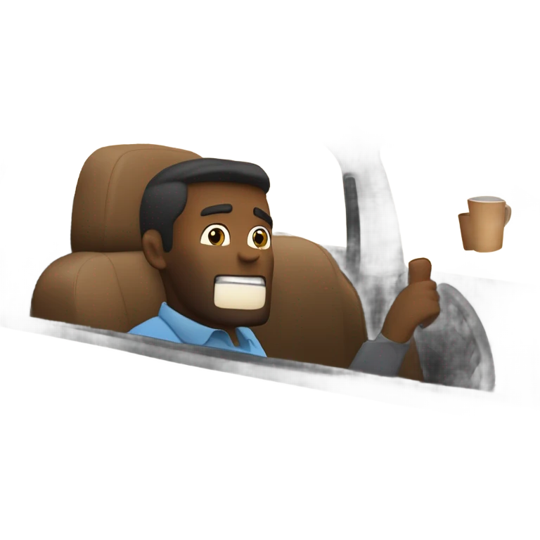 um cara tomando café em um acidente de carro enquanto os outros choram por ter um meteoro na lua emoji
