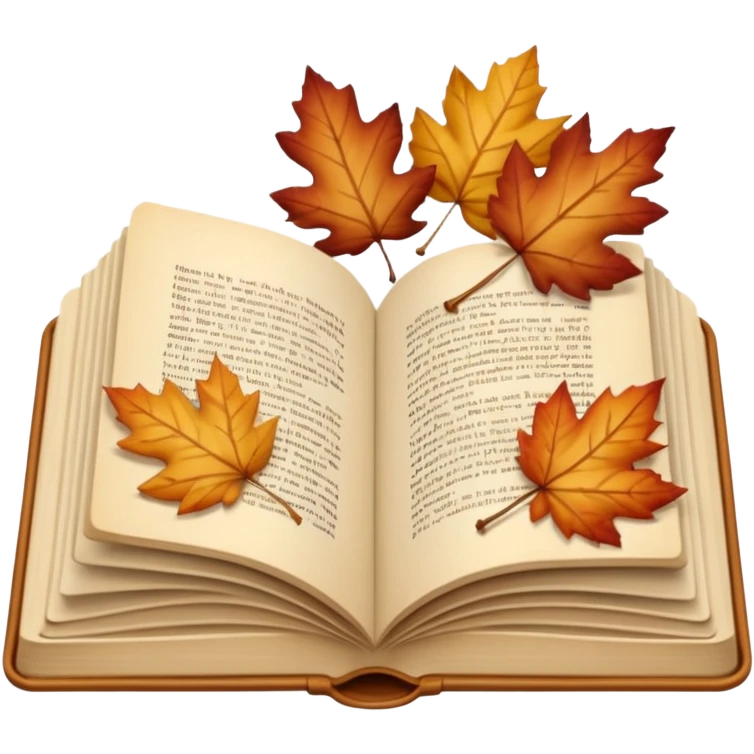 beige autumn open book with leaves on it emoji