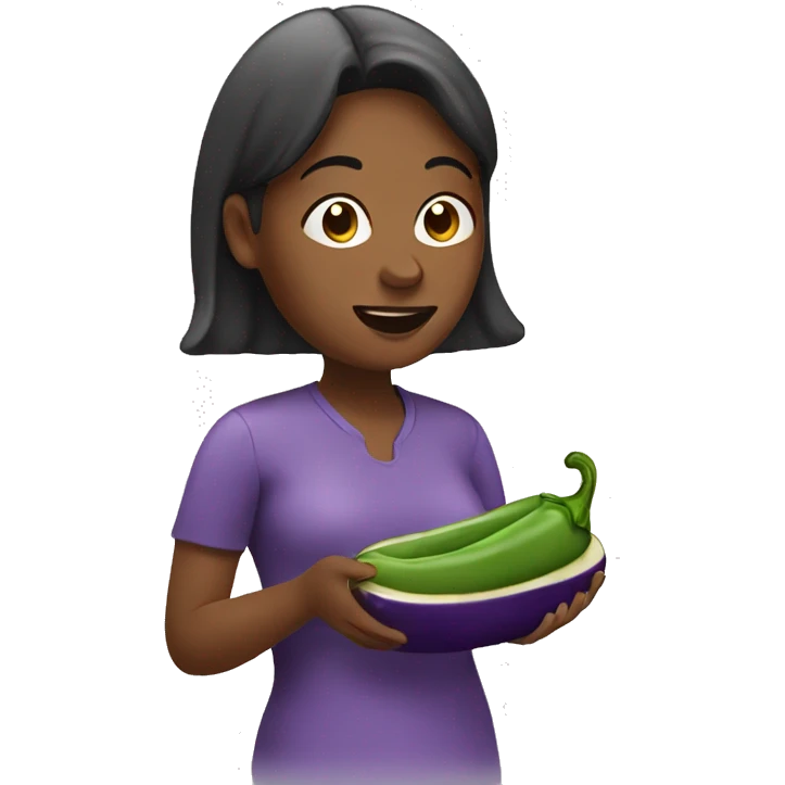 Woman eating eggplant emoji