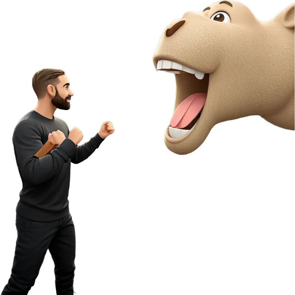 boy with beard outdoors smiling emoji