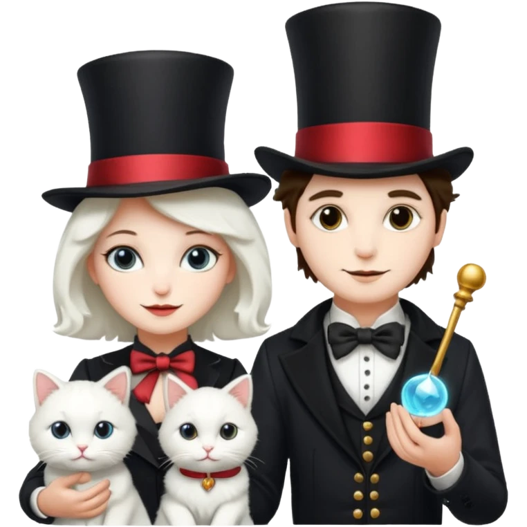 magician couple and their pet cat emoji
