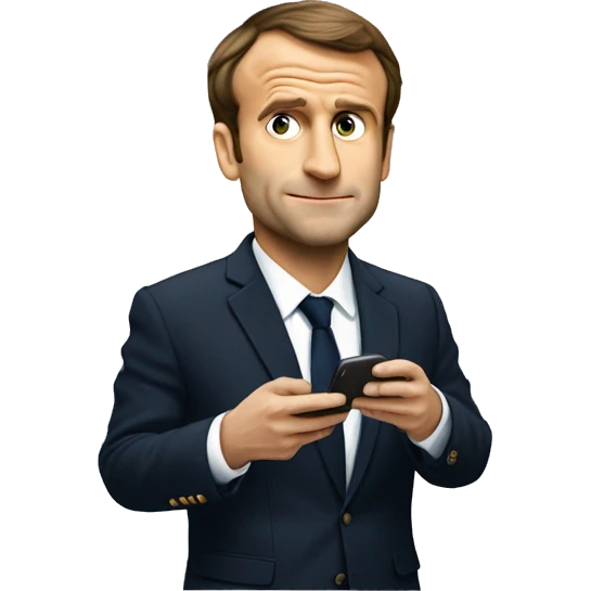 Macron qui regarde son téléphone  emoji