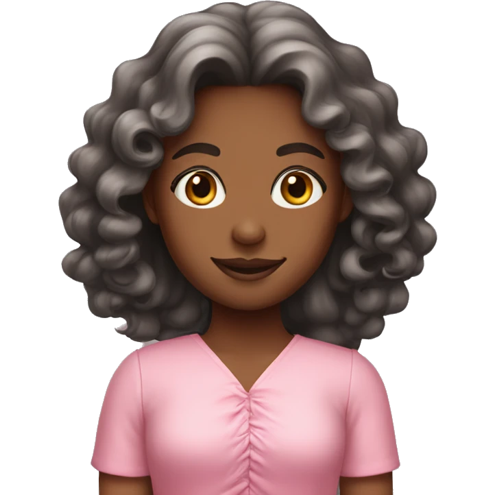 a girl with long curl hair wear pink dress  emoji
