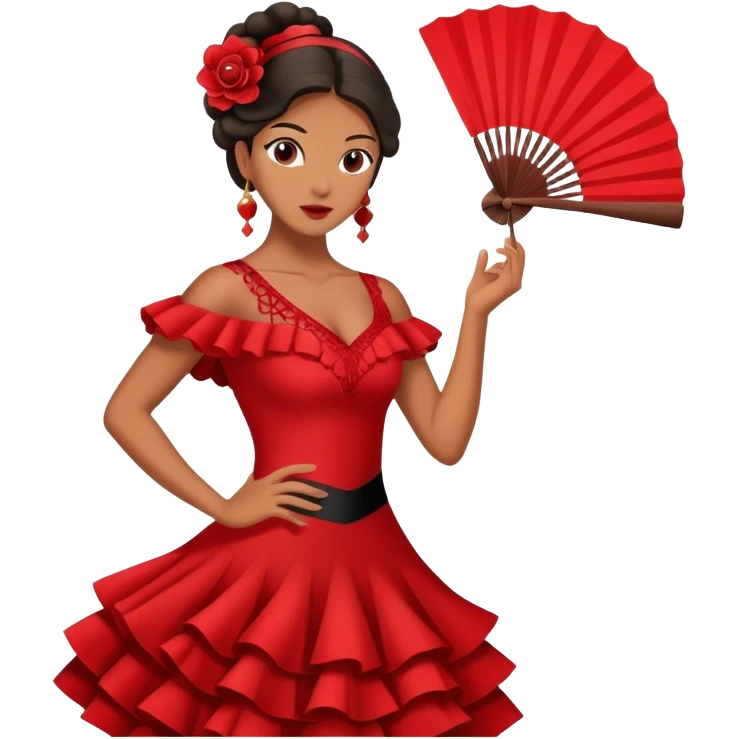 Flamenco dancer in red dress with fan emoji