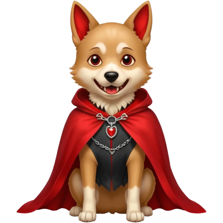     {
      "type": "object",
      "look": "dog in red collar cloak",
      "description": "a loyal vampire dog wearing a red collar cloak"
    } emoji