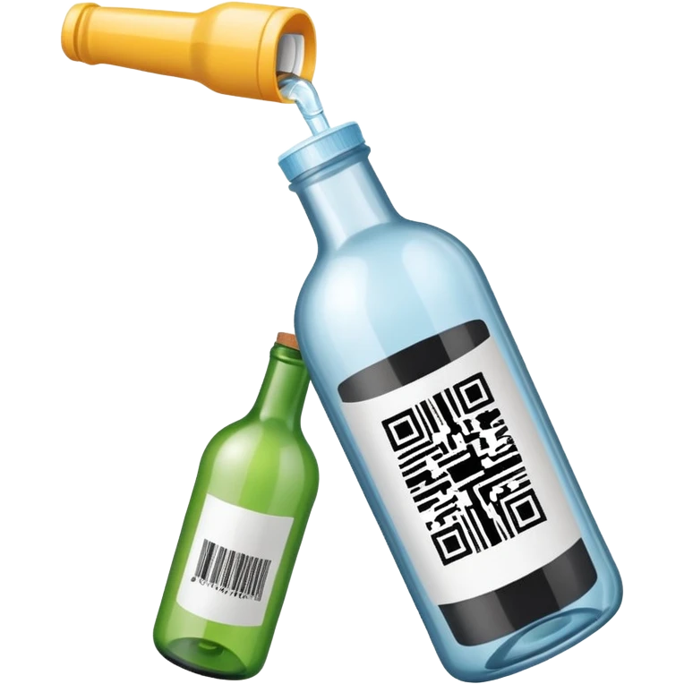 phone scanning a barcode on a bottle, clear depiction of phone and bottle, modern style, no text emoji