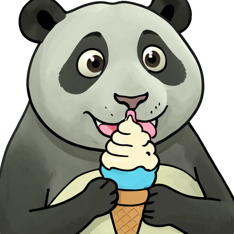 Panda eating ice cream emoji