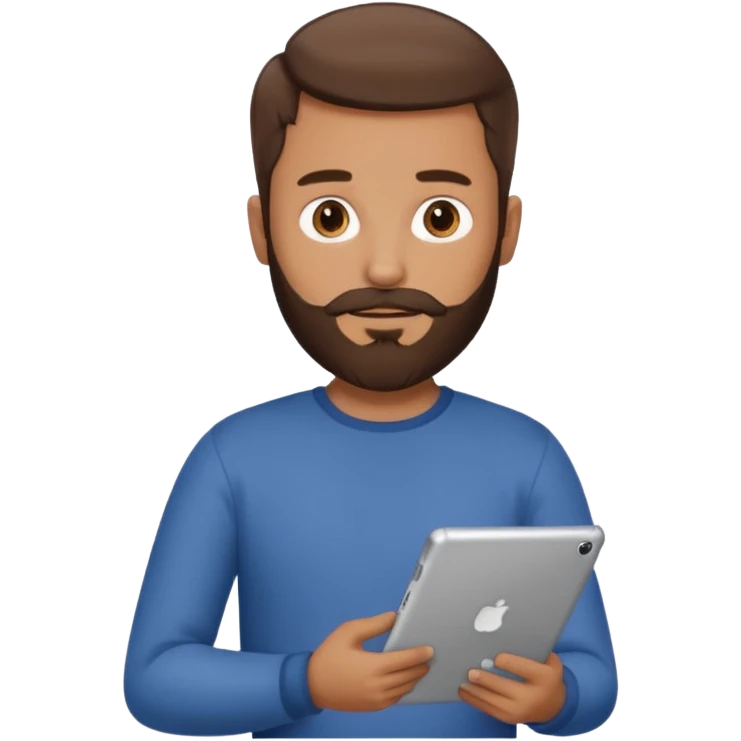 man with beard holding an iPad emoji