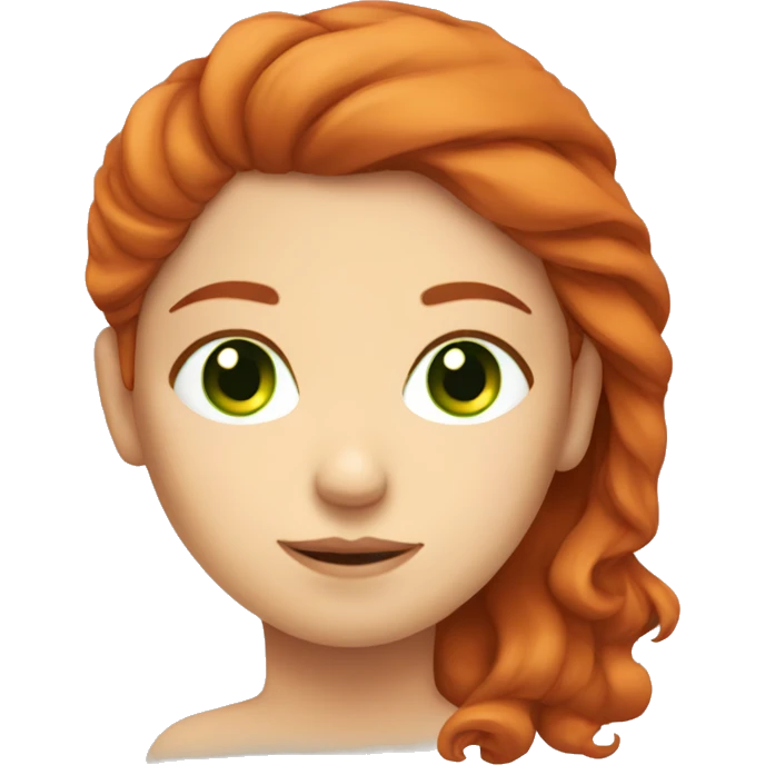 red hair green eyes girl, sleepy and emoji