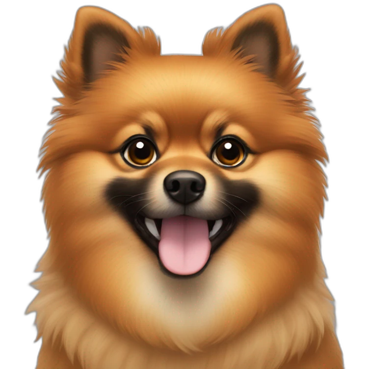 smiling black orange spotted pomeranian emoji