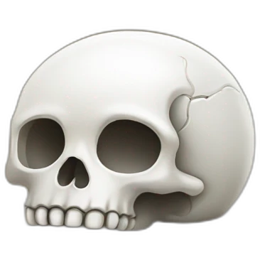 White skull rolling on the floor emoji