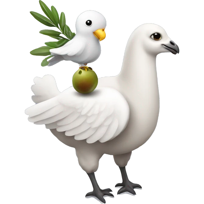 a dove with an olive branch riding a llama emoji