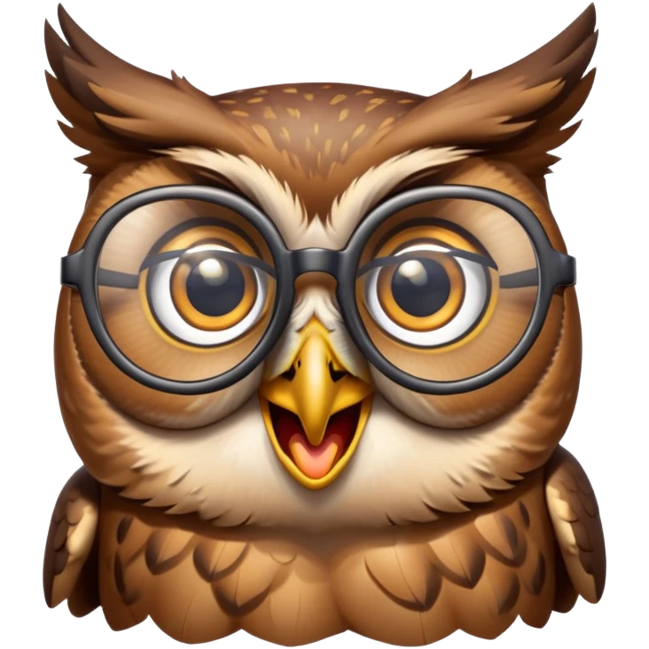 owl with glasses falling off and surprised expression emoji