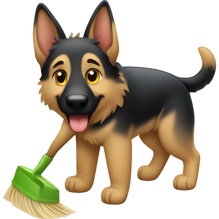German shepherd cleaning the house emoji