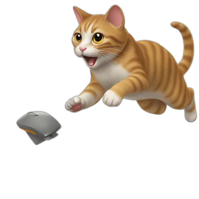 Cat chasing mouse emoji