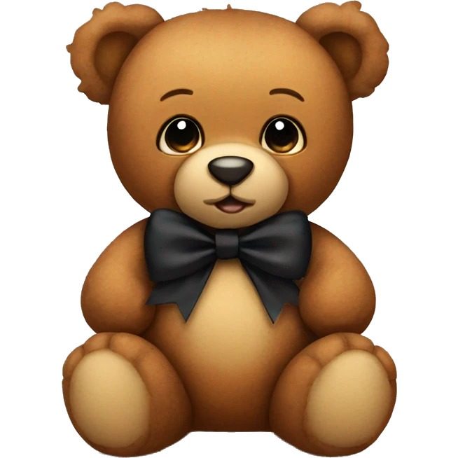 Cute brown teddy bear with black bow emoji