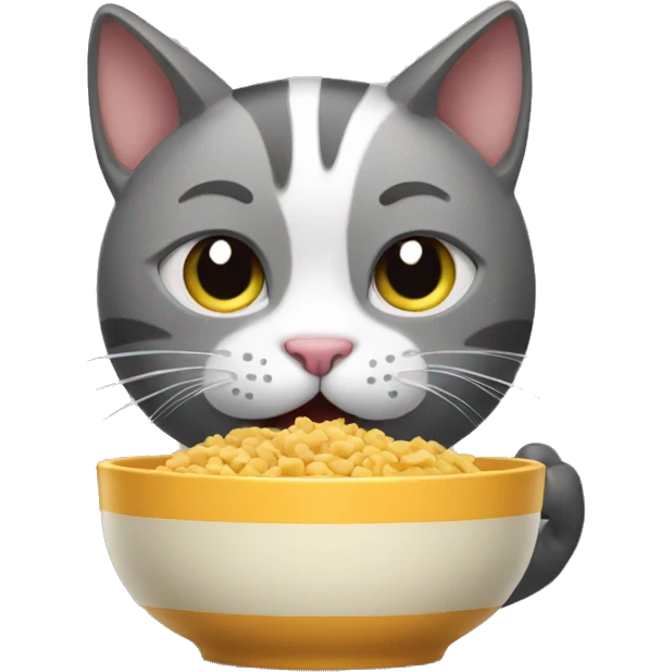 cat eating can food with a bowl emoji