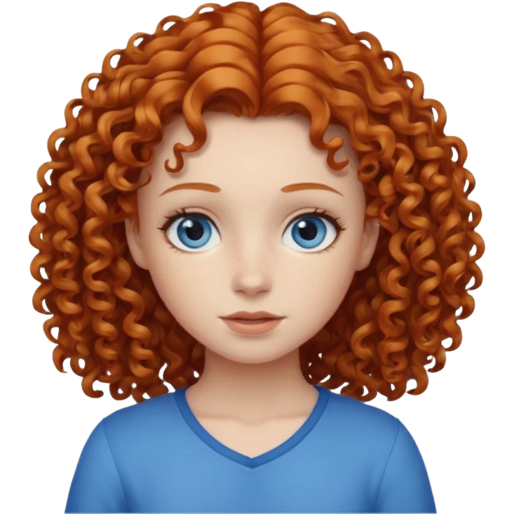 Girl with curly ginger hair blue eyes emoji