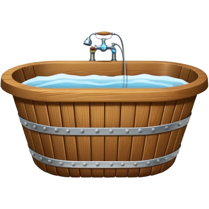 oaken tub ribbed with metal strips, for bathing emoji