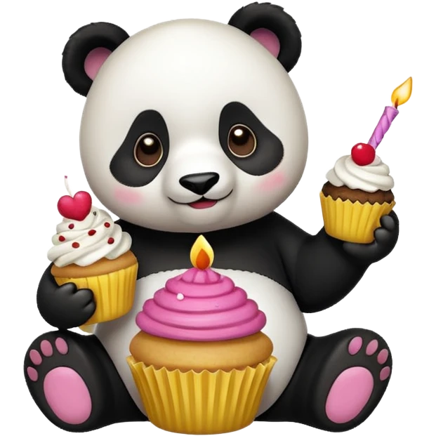 panda with cupcake emoji