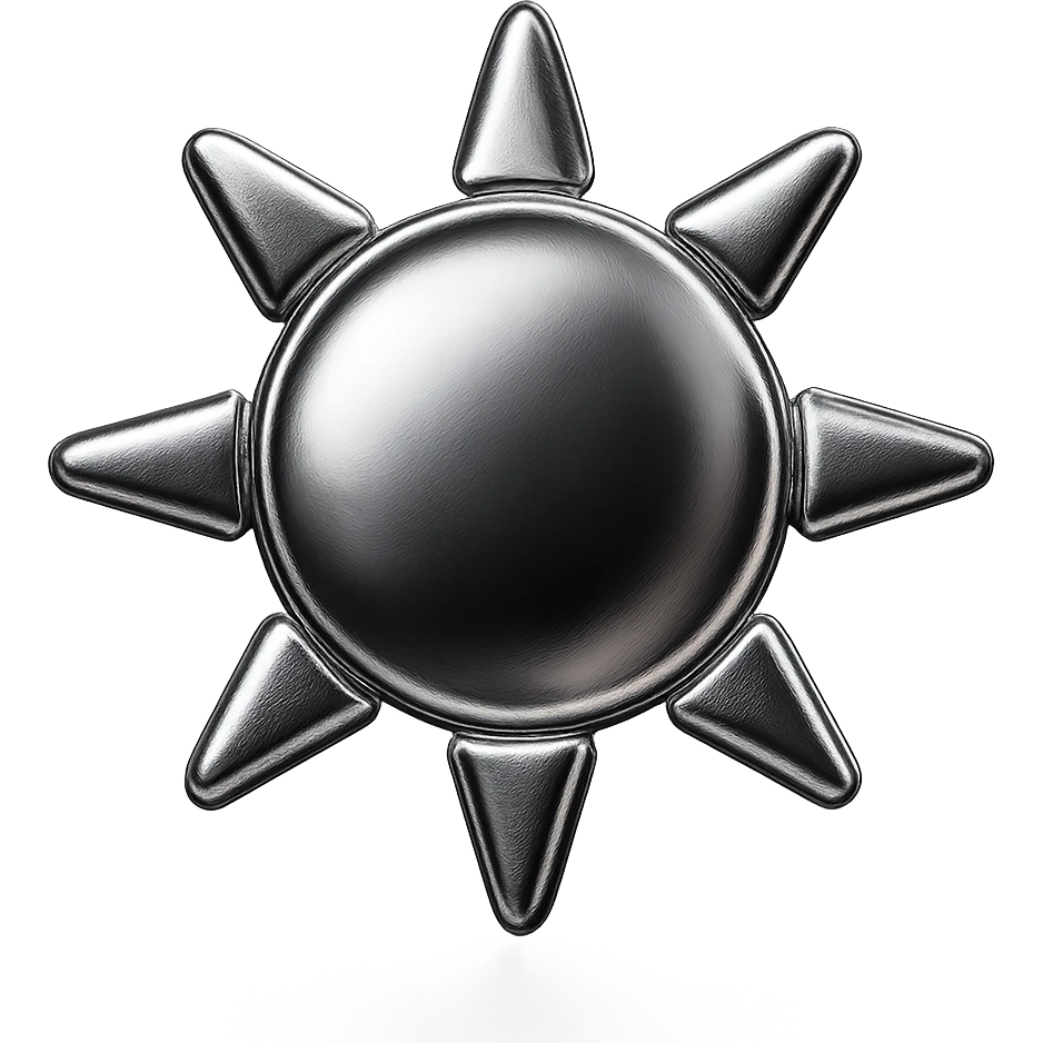 simple yellow sun, chrome style, apple emoji inspired emoji