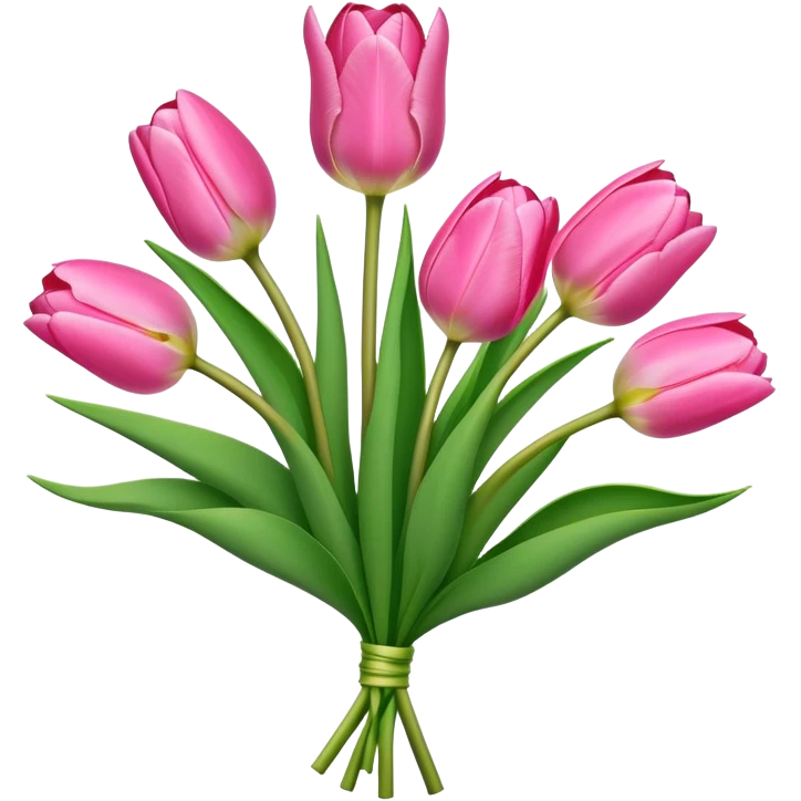 bouquet pink Tulip, luxuriant, stem, leaf, bud emoji