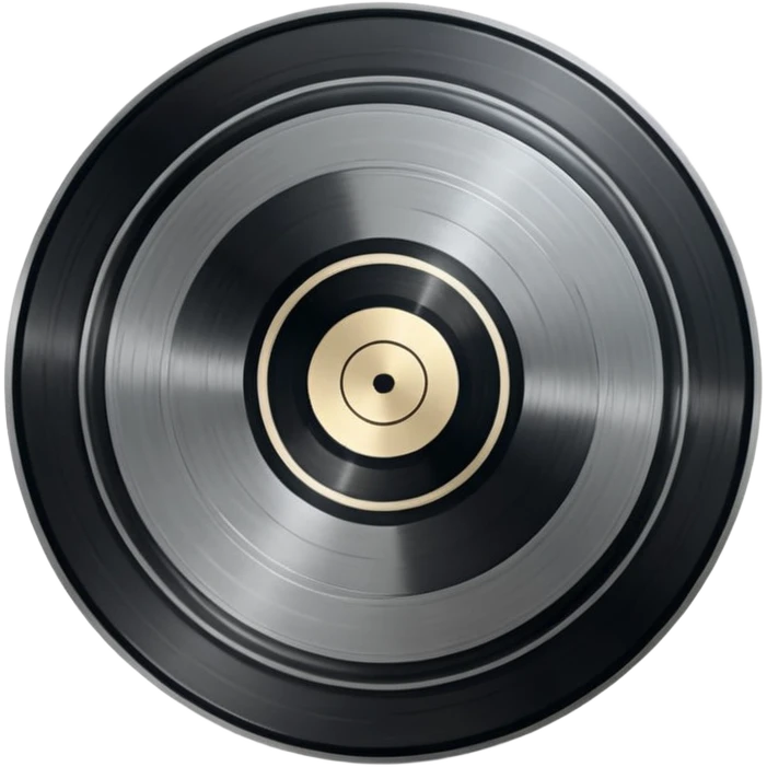 A dark metal platinum music award plaque The center features a relief of a or stylized vinyl record in a slightly darker metallic tone emoji
