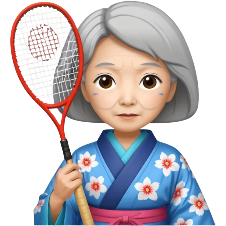 ancient japanese old woman with 1 badminton racket emoji