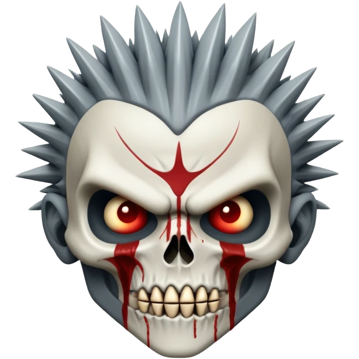 scarred bony warrior face, tarkatan baraka, bloody, spiky bones emoji