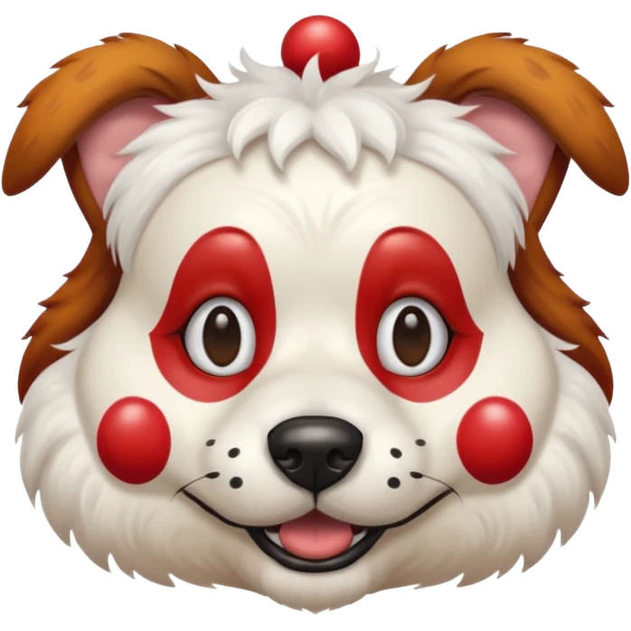 Dog clown with painted nose, half body emoji