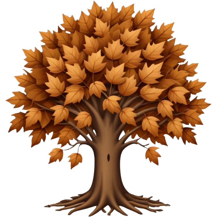 leafless tree with pile of leaves below preparing for winter emoji