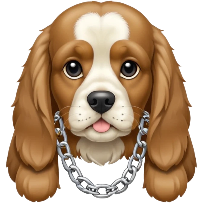 Собака породы черно-белый русский кокер спаниель с реперской цепью emoji