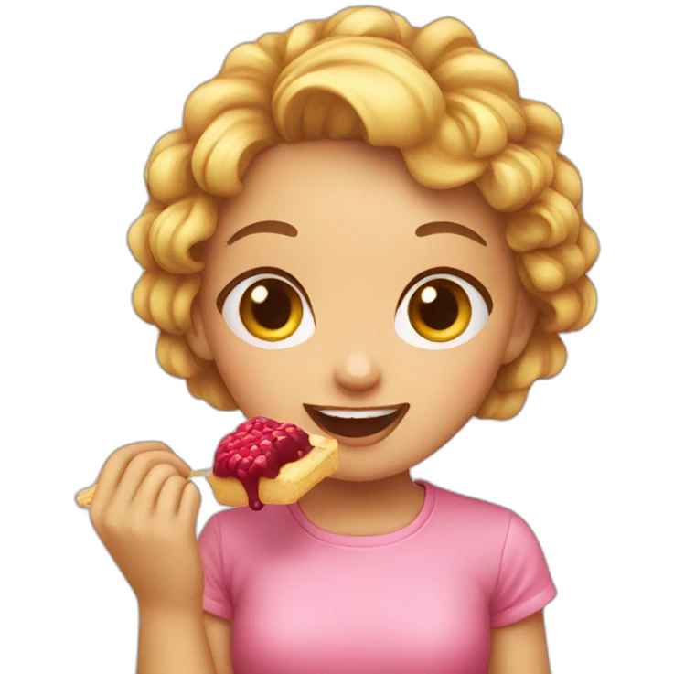 Girl eating a sweet emoji