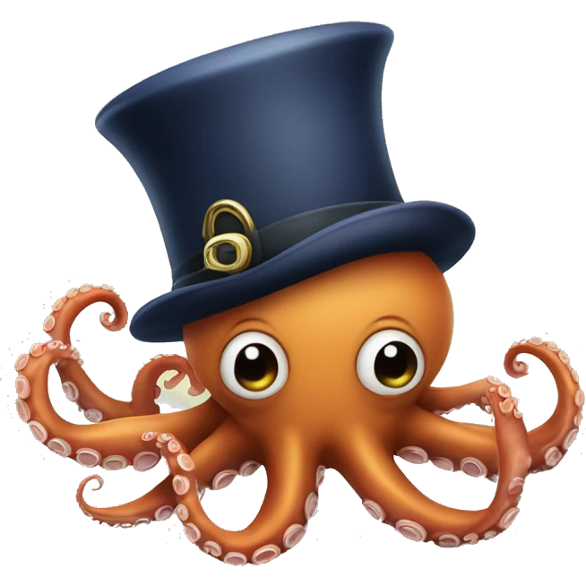 Octopus with tophat emoji