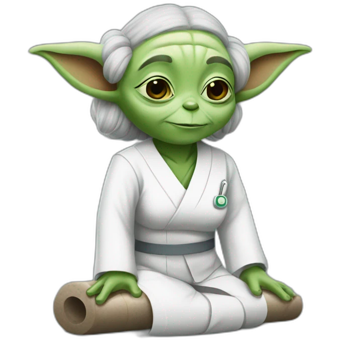 Yoda nurse doing chaturanga emoji