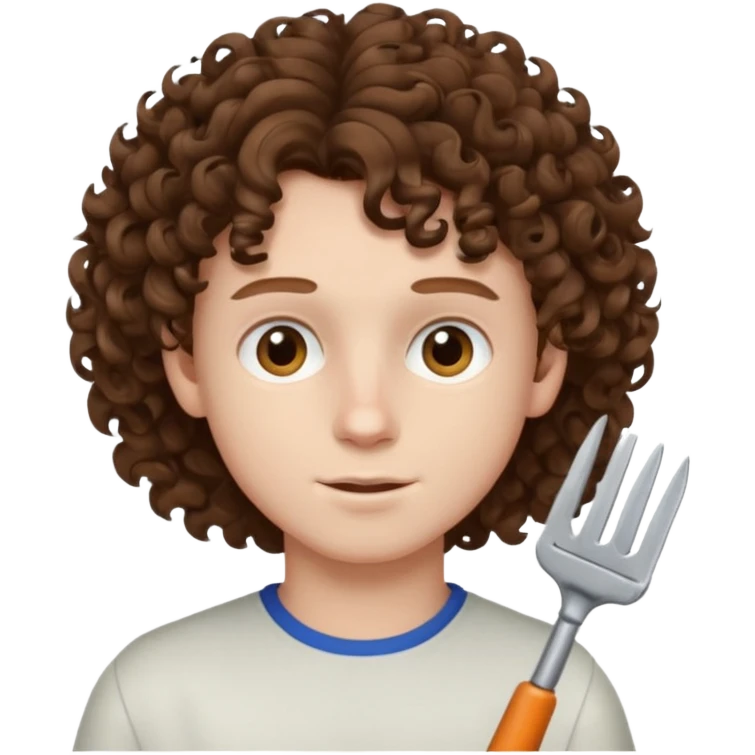 boy,  brown hair, curly hair, brown eyes, pale skin, , hair edger  emoji