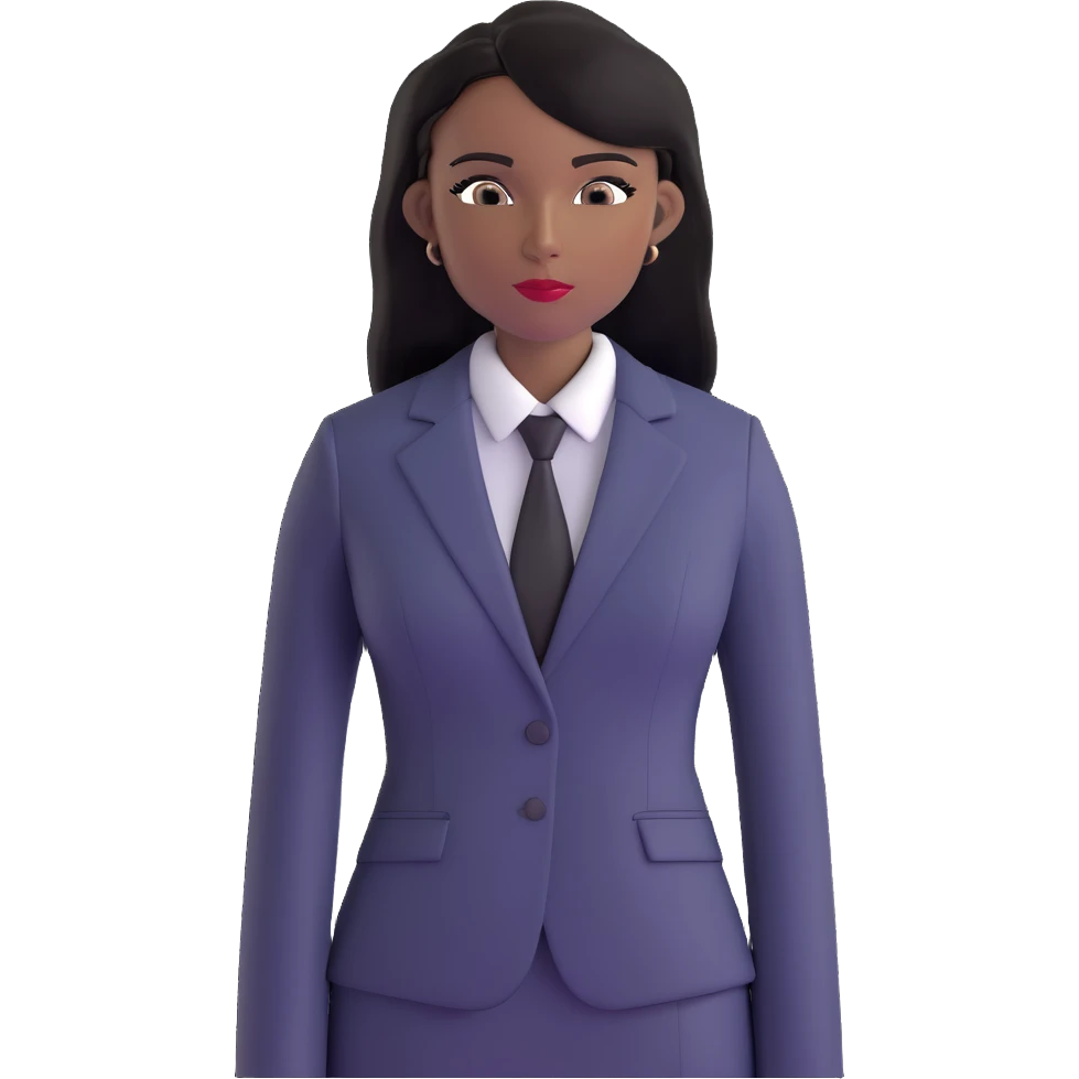 Accomplished African female executive with long straight black hair, sharp business attire, commanding presence emoji