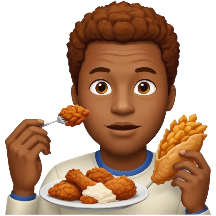 black man eating chicken emoji